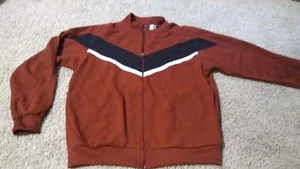 Mens STARTER Full Zip Jacket Size M (38/40) Burgundy Black White Pockets NICE!! - Picture 1 of 5