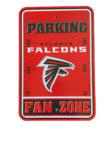 ATLANTA FALCONS NEW NFL 12"x18" PLASTIC STYRENE FAN ZONE PARKING SIGN  - Picture 1 of 2