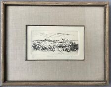 Joan Baren original framed intaglio print Mecox, 1972 ed. 27/100 landscape grass
