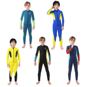 2Pcs Boys 2.5mm Neoprene Wetsuit Thermal Swimsuit Long Sleeve Tops Pants Surfing - Picture 1 of 42