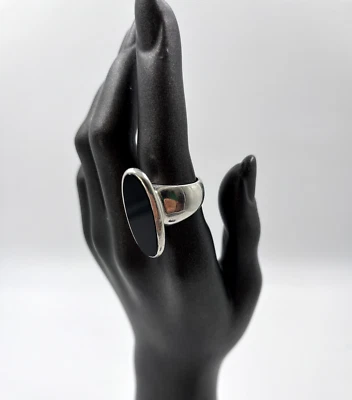 Joachim S'Paliu Vintage modernist sterling silver ring and Onix cabochon - Imagen 1 de 4