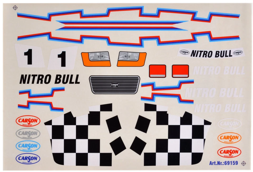 Dekorbogen 1:10 Nitro Bull Decor Aufkleber Stadium Truck Monster Carson 69159 - Bild 1 von 3