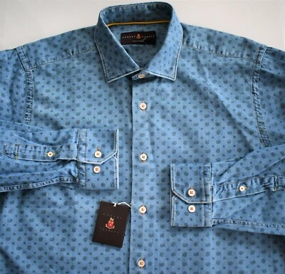 New ROBERT TALBOTT TAILORED PAISLEY Print 100% COTTON DENIM Long-Sleeve Shirt M - Image 1 of 4