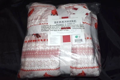 BERKSHIRE Cardinal Velvetsoft Blanket Mini Set Twin Blanket with 1 Sham New - Image 1 of 4