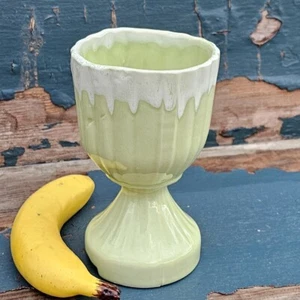 Vintage American Bisque USA Keramik Apfelgrün Weiß Tropf 7" Hot Mess Vase - Bild 1 von 14