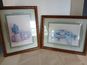 Set Of 2 Vintage Gail Brown Native American Pueblo Southwestren Framed Prints - Picture 1 of 24