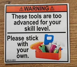 2 x fun toolbox kiddy's tool set stickers decals chest tool box funny workshop. - Picture 1 of 1