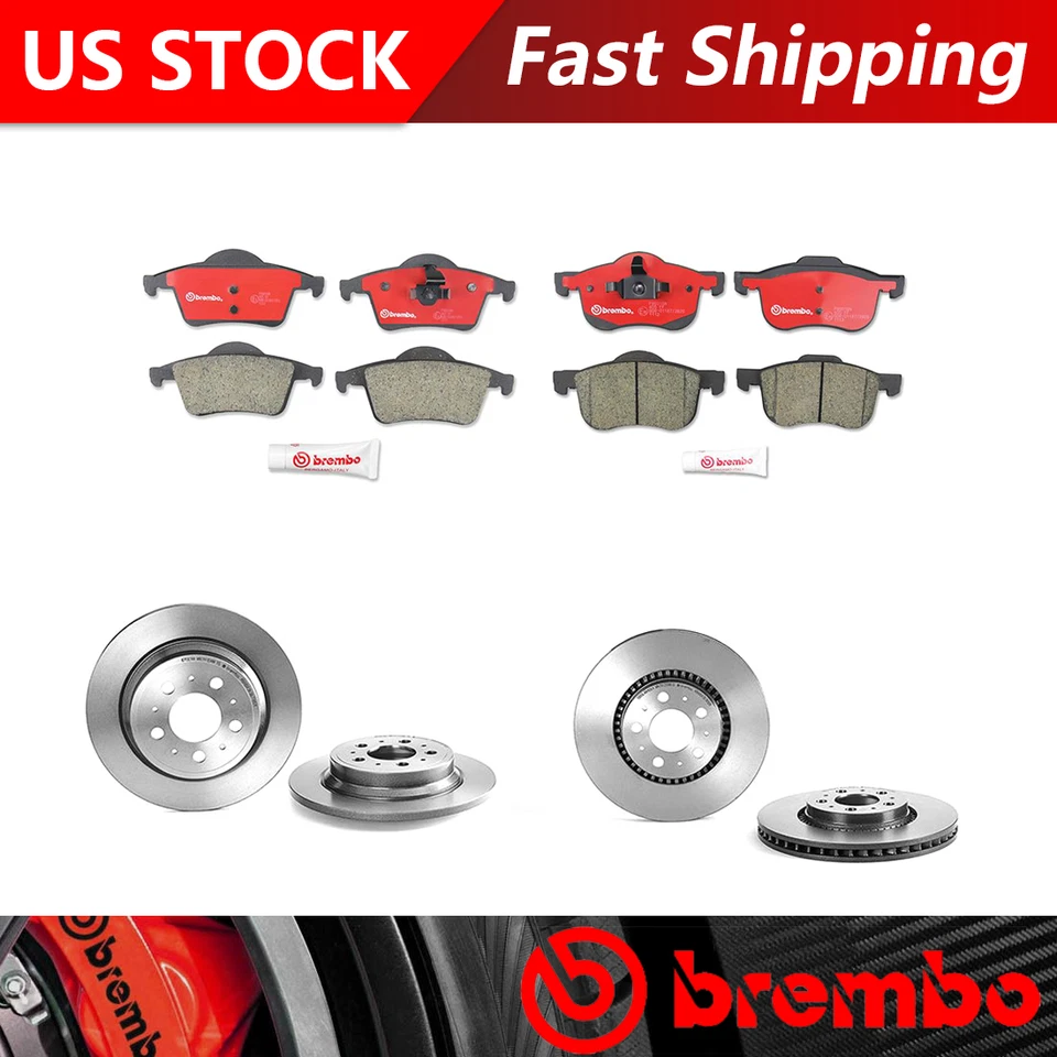 Compatível com 2006 Volvo S80 kit dianteiro traseiro rotores de freio e pastilhas de freio de cerâmica - Brembo OE - Imagem 1 de 4