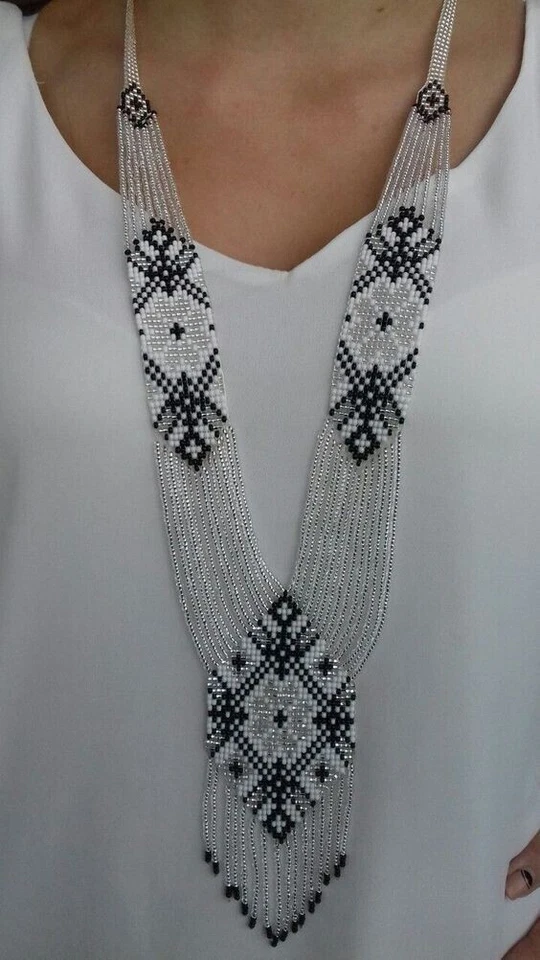 Collar de cuentas de semillas hecho a mano estilo americano collar de cuentas boho pendiente Foto 1 de 1