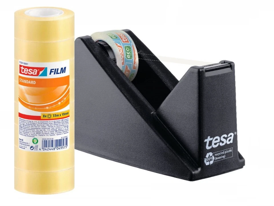 Tesa Tischabroller + 8 Rollen Tesafilm 59327 57207 33m x 19mm Klebefilm Abroller