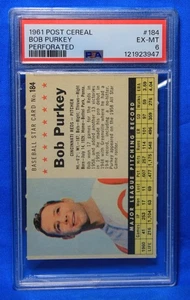 1961 POST CEREAL # 184 Bob Purkey PSA 6 EX-MT # 121923947  CINCINNATI REDS !!! - Picture 1 of 2