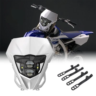 Máscara blanca de faros LED para moto de cross Yamaha WR MX XT TTR 250 400 426 450 Foto 1 de 4
