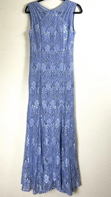 Maxi Vestido R&M Richards Lentejuelas Para Mujer Azul Encaje Formal Vestido de Noche Talla 10 Foto 1 de 4