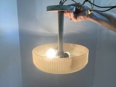 Vintage 1930s Art Deco Ceiling Light Fixture 10.5" Ivory Milkglass Ceiling light - Image 1 of 4