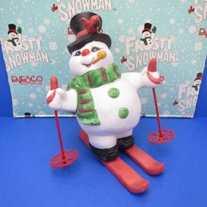 RARO Frosty El muñeco de nieve en esquís Vintage 1991 Enesco 4-1/4" Estatuilla de cerámica - Imagen 1 de 5