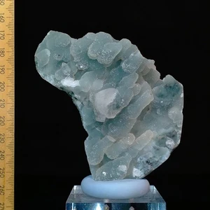 Blue Chalcedony Quartz stalactite formations cluster w/ Apophyllite India 0.2kg - Bild 1 von 7