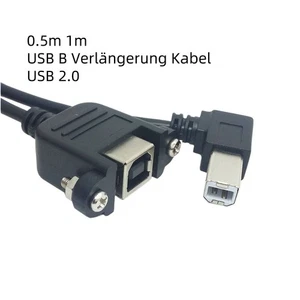 USB B Verlängerung Kabel Adapter Abgewinkelt Typ B Stecker Buchse Drucker Kabel - Picture 1 of 10