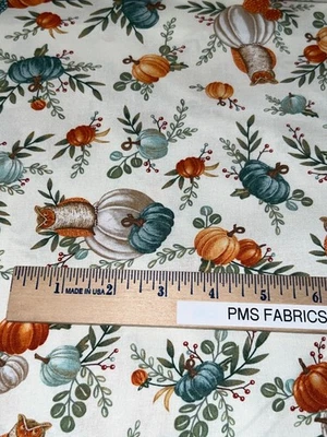 MODA I Love Fall Most 100% med cotton fabric by the yard warm white 56140 11 owl