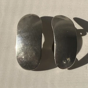 Vintage Taxco Mexico Sterling Silver 925 Modernist Minimalist Clip On Earrings - Picture 1 of 19