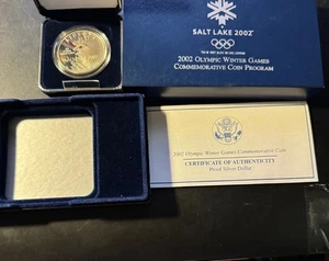 2002 PROOF SILVER - Olympic Winter Games Salt Lake Commemorative Dollar Coin - Picture 1 of 1