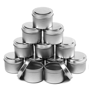 4 oz Silver Color Seamless Metal Candle Tins with Lids (6-12-24-48 count) - Picture 1 of 2