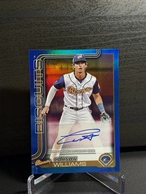 2025 Topps Pro Debut Carson Williams Auto Blue Foil /150 Rays - Image 1 of 2