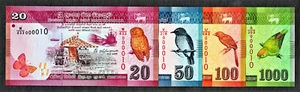 Sri Lanka 20, 50, 100 & 1000 Rupees 2015-16 MATCHING LOW Serial 000010 UNC - Picture 1 of 2