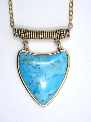 STUDIO BARSE TURQUOISE 滑动 SCROLL 金色吊坠项链 — 第 1/3 张图片