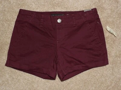 New Aeropostale Khaki Midi Shorts Sz 0 Burgundy Maroon Cotton Stretch Chino - Image 1 of 2