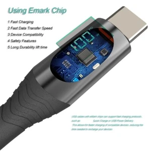 100W Double Type C Power Cable with Digital Readout for Electronics Fast - Picture 1 of 10