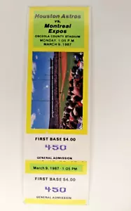Houston Astros Montreal Expos Osceola Stadium 1987 Ball Game First Base Ticket - Picture 1 of 3