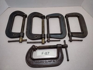 Vtg 5 Cincinnati Tool 4” C-clamps 2- Hargrave No 412, 2- No. 55, 1-No. 540 (127) - Bild 1 von 15