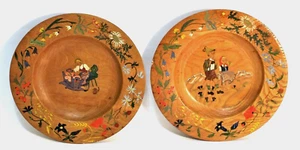 Vintage Wood Bowls Hand Painted Dish Folk Art Set 2 - Picture 1 of 8