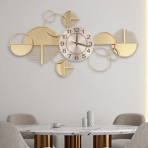 Grande orologio da parete oro di lusso stile nordico orologi in metallo arredamento casa soggiorno - Foto 1 di 15