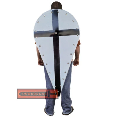 圣殿骑士十字军木制黑色铁十字巨大的风筝盾几乎 4 英尺 — 第 1/4 张图片