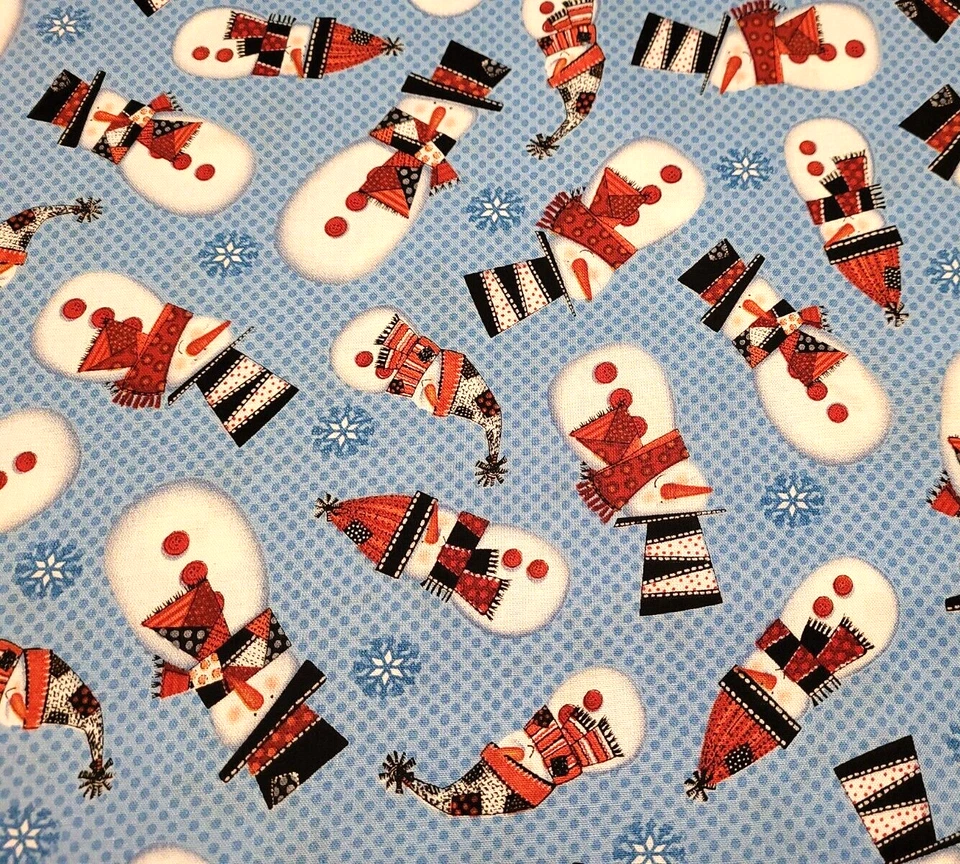 Snow Daze BTY Debra Jordan Bryan Quilting Treasures Muñeco de Nieve Lanzamiento de Copos Foto 1 de 3