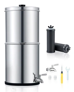 2.25 Gal. Gravity-Fed Water Filter System with 2 Filters Stainless Steel System - Picture 1 of 9