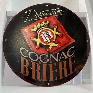 VINTAGE COGNAC BRIERE PORZELLANSCHILD GASÖL ALKOHOL GETRÄNK BAR EMAILLE PUMPPLATTE - Bild 1 von 11