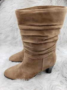 WORTHINGTON Light Brown Suede Casual Ankle Boots Heel Booties Size 7.5 - Picture 1 of 5