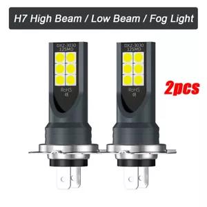 H7 LED Fog light Bulb Headlight 12SMD Car Lights Xenon Hi/Low Kit Bulb CSP 2x - Picture 1 of 6