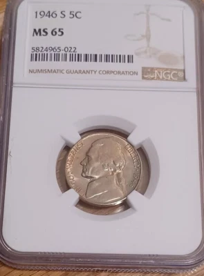 1946 s jefferson nickel bu MS65 - Image 1 of 3