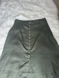 Grae Cove Damen Midi Rock Knopfleiste Gr. 2XL 100 Leinen Seitenschlitz XXL Plus - Bild 1 von 10