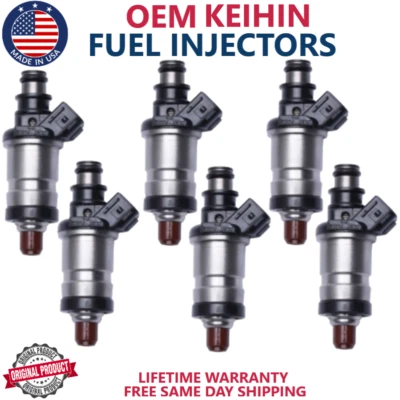 原始设备制造商 Keihin 6 件燃油喷射器适用于 1986 - 2001 年本田讴歌 V6 #06164-P2A-000 — 第 1/4 张图片