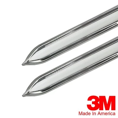 Vintage Style 5/8" White & Chrome Side Body Trim Molding - Formed Pointed Ends - Image 1 of 3