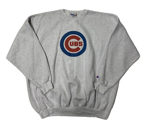 Vintage Chicago Cubs Champion Sweatshirt Mens 3XL Gray Cotton MLB Graphic Crew Cover