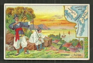 Kartenkarte Korea Meerenge Bogenschütze Kostüm ca 1900 - Bild 1 von 1