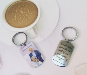 Personalised Custom PHOTO Metal Keyring Picture Keychain Gift Fathers Day AU - Picture 1 of 7