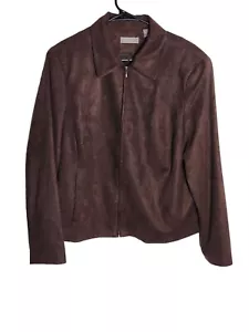 Kate Hill Woman Casual Jacket Womens Sz 18W Brown Long Sleeve Zip Up - Picture 1 of 7