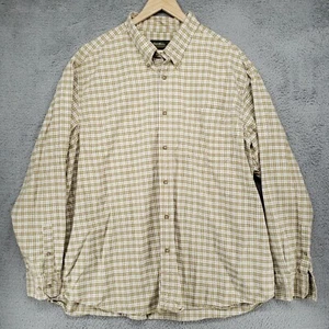 Eddie Bauer Shirt Mens XXL Green Beige Plaid 100% Cotton Flannel Long Sleeve - Picture 1 of 20