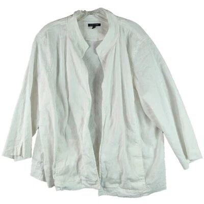 Chaqueta Blazer Para Mujer Eileen Fisher Frente Abierto Lino Elastizada Ligera Talla L Foto 1 de 4